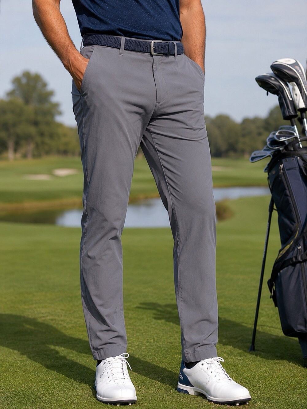 Bird Dogs Men’s Gray Golf Chino Pants 32x30 Flat Front Stretch Performance